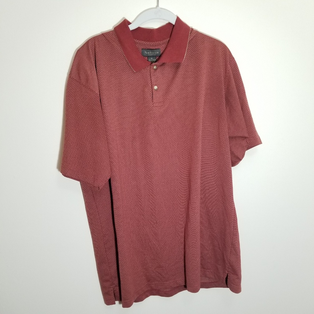 Van Heusen Red Tan Checked Polo - XL